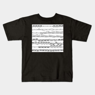 music notes - sheet music black on white Kids T-Shirt